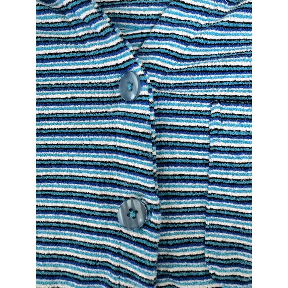 Frankies Bikinis Coco Striped Terry Button Up Shirt and Shorts Set - Picture 10 of 10